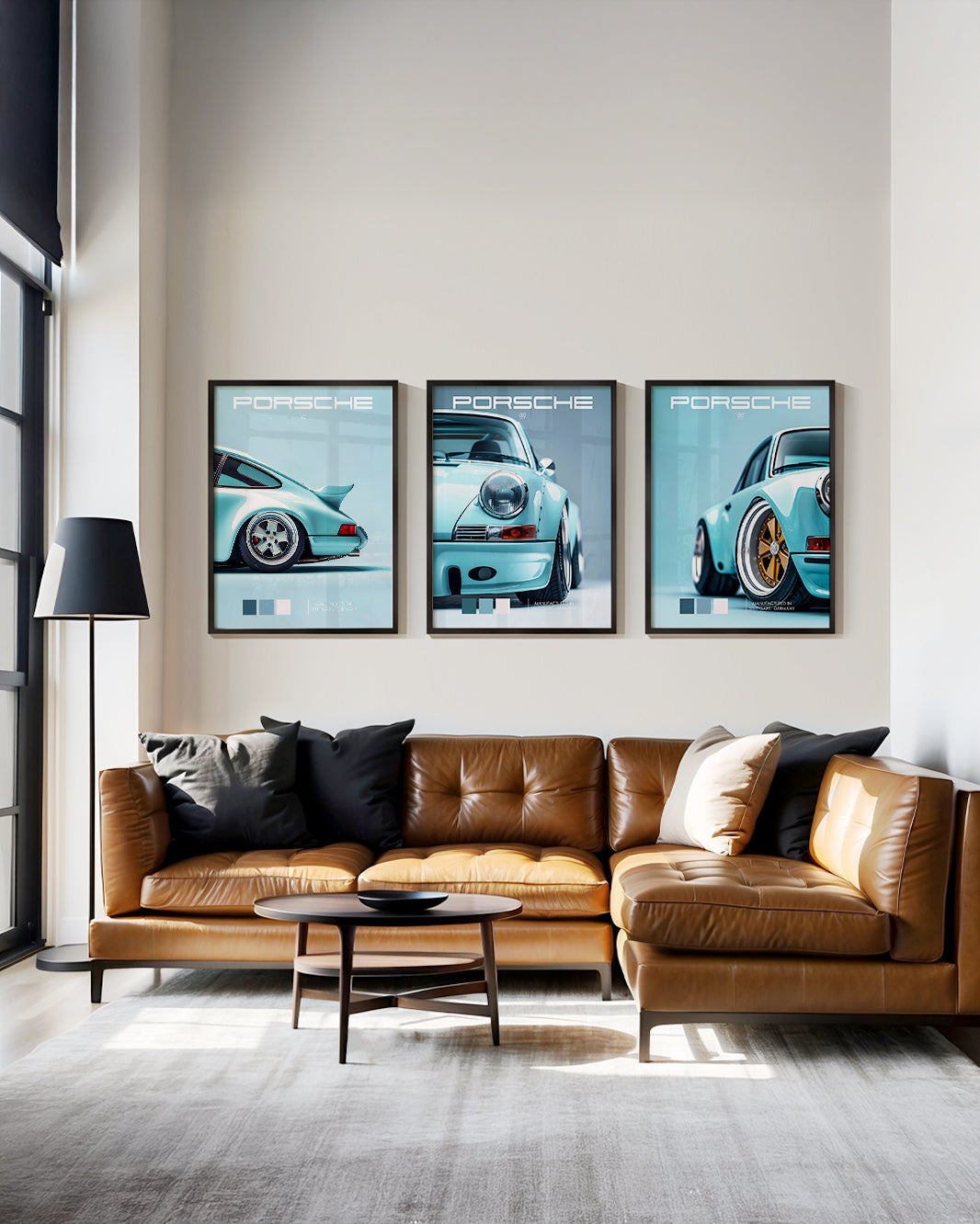 SET OF 3 - Minimalist Blue Porsche Edition